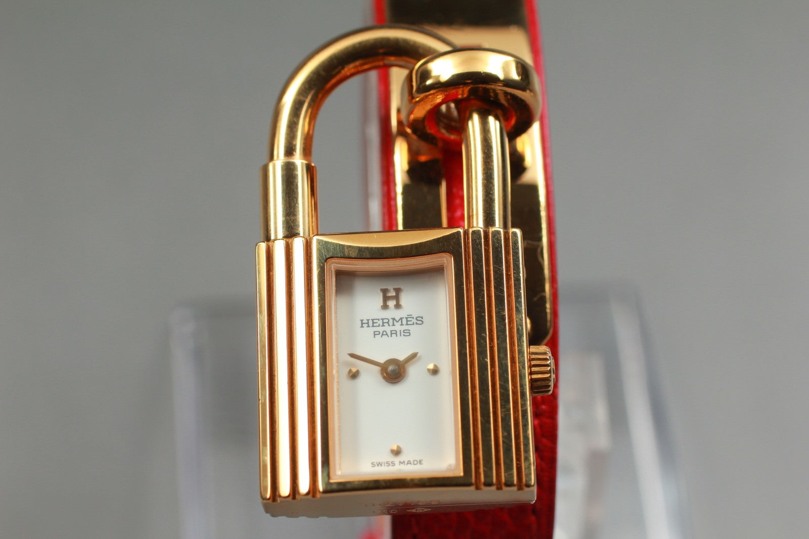 Vintage [Exc+5 Box] HERMES Kelly Watch Gold Red "B" Woman's Quartz Watch JAPAN