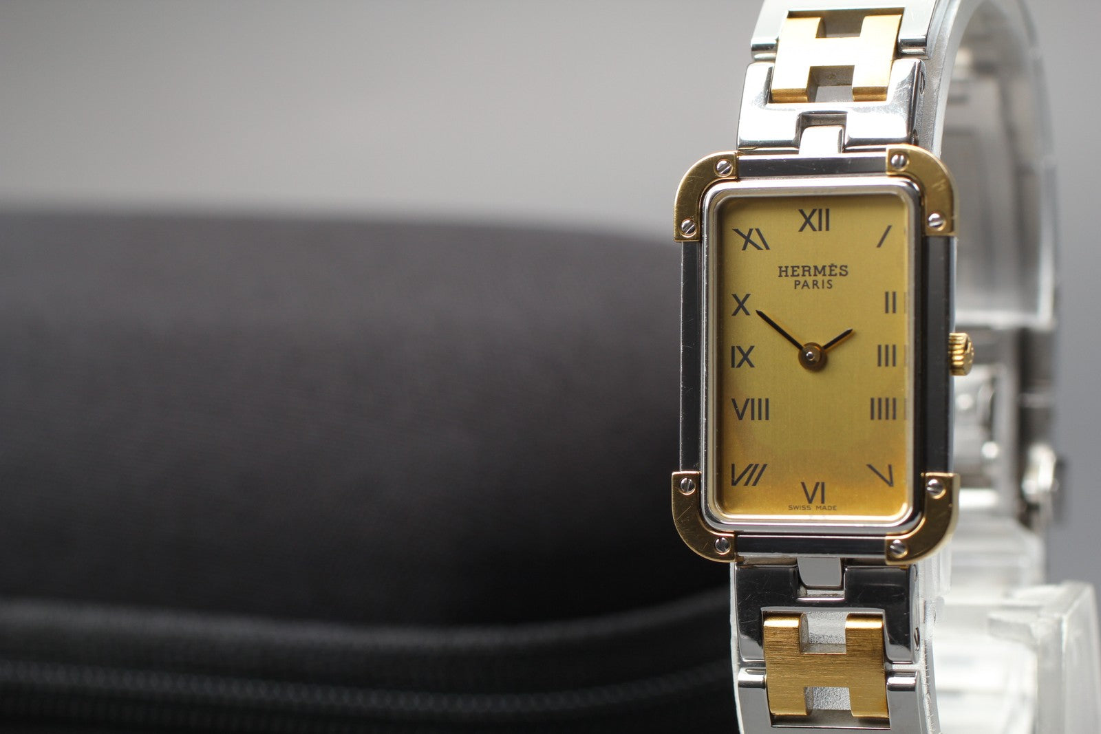 Vintage [Exc+5] HERMES Croisiere CR1.220 Gold Dial 18mm Women's Quartz Watch