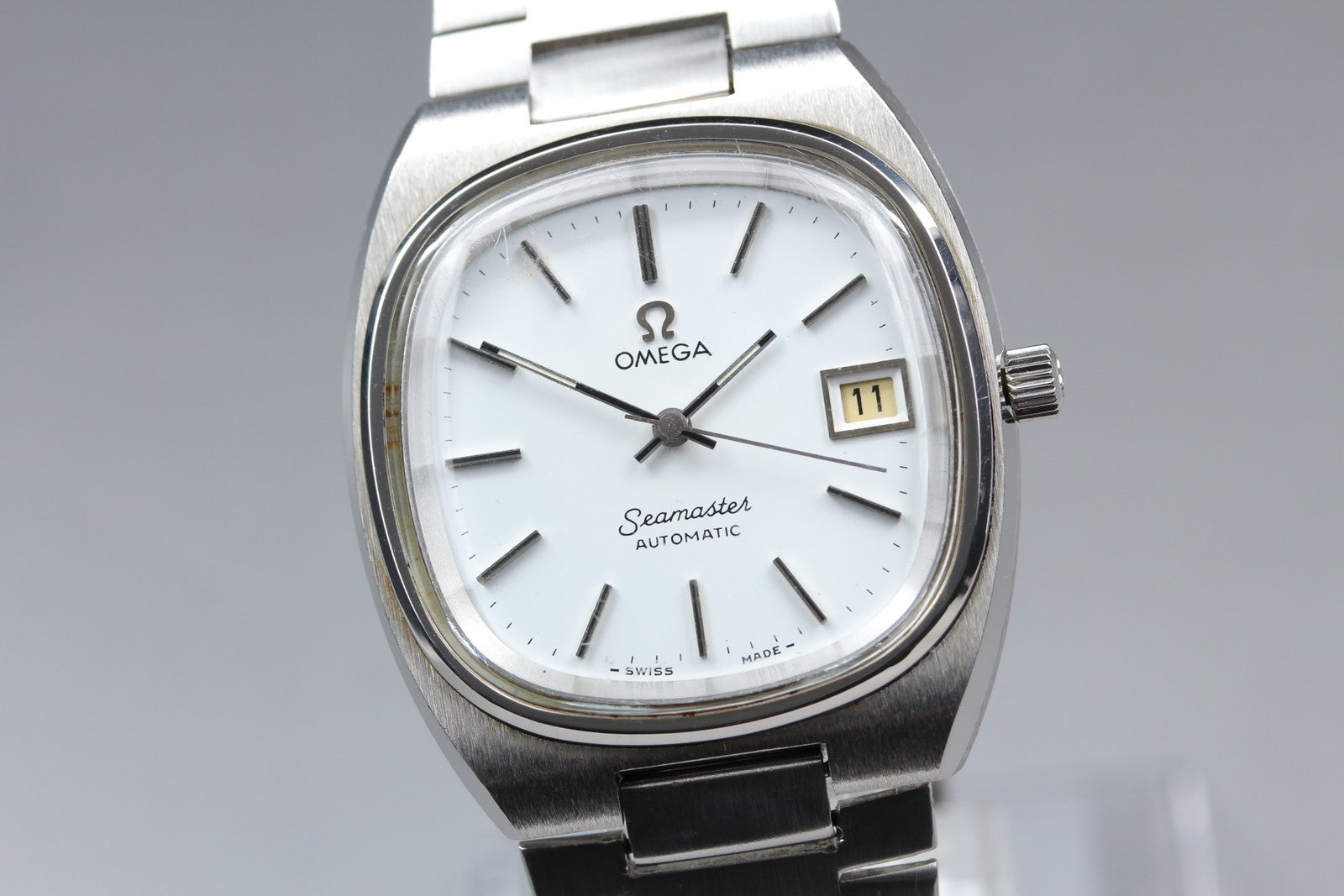Vintage OMEGA Seamaster 166.0207 Silver Automatic Men's Watch 35mm JAPAN