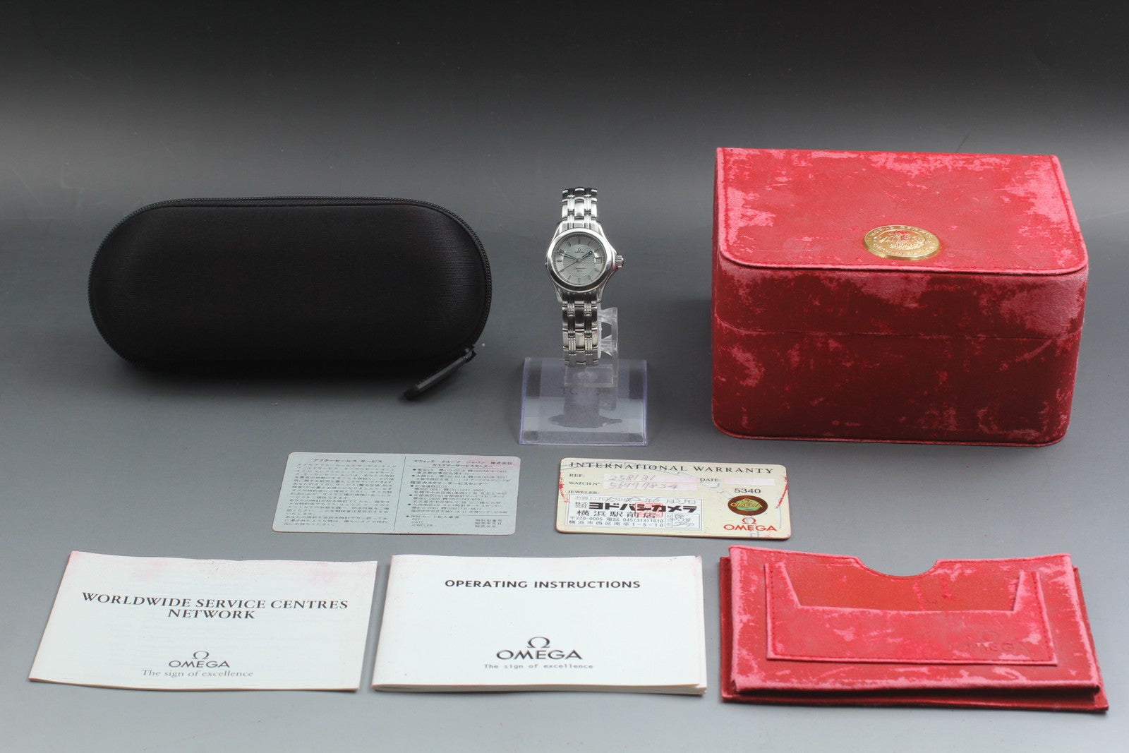 Vintage OMEGA Seamaster 120m 2581.31 Quartz Silver Women's Watch 27mm JAPAN Box