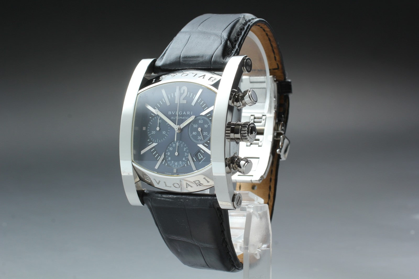 BVLGARI Assioma AA48SCH Automatic Chronograph Black Men's Watch 38mm From JAPAN