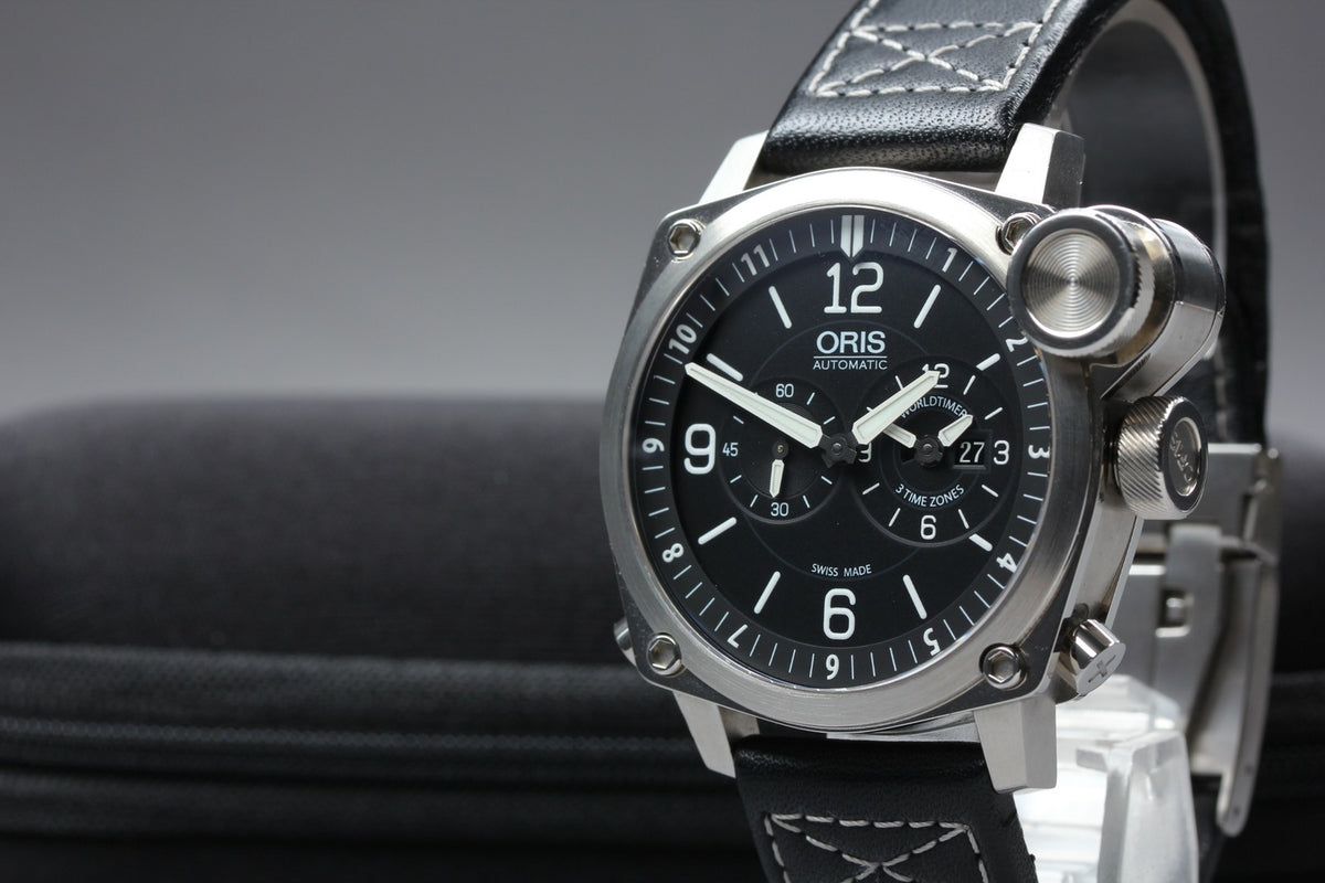 ORIS BC4 Flight Timer 7615 Automatic Black Dial Men's Watch 43mm JAPAN