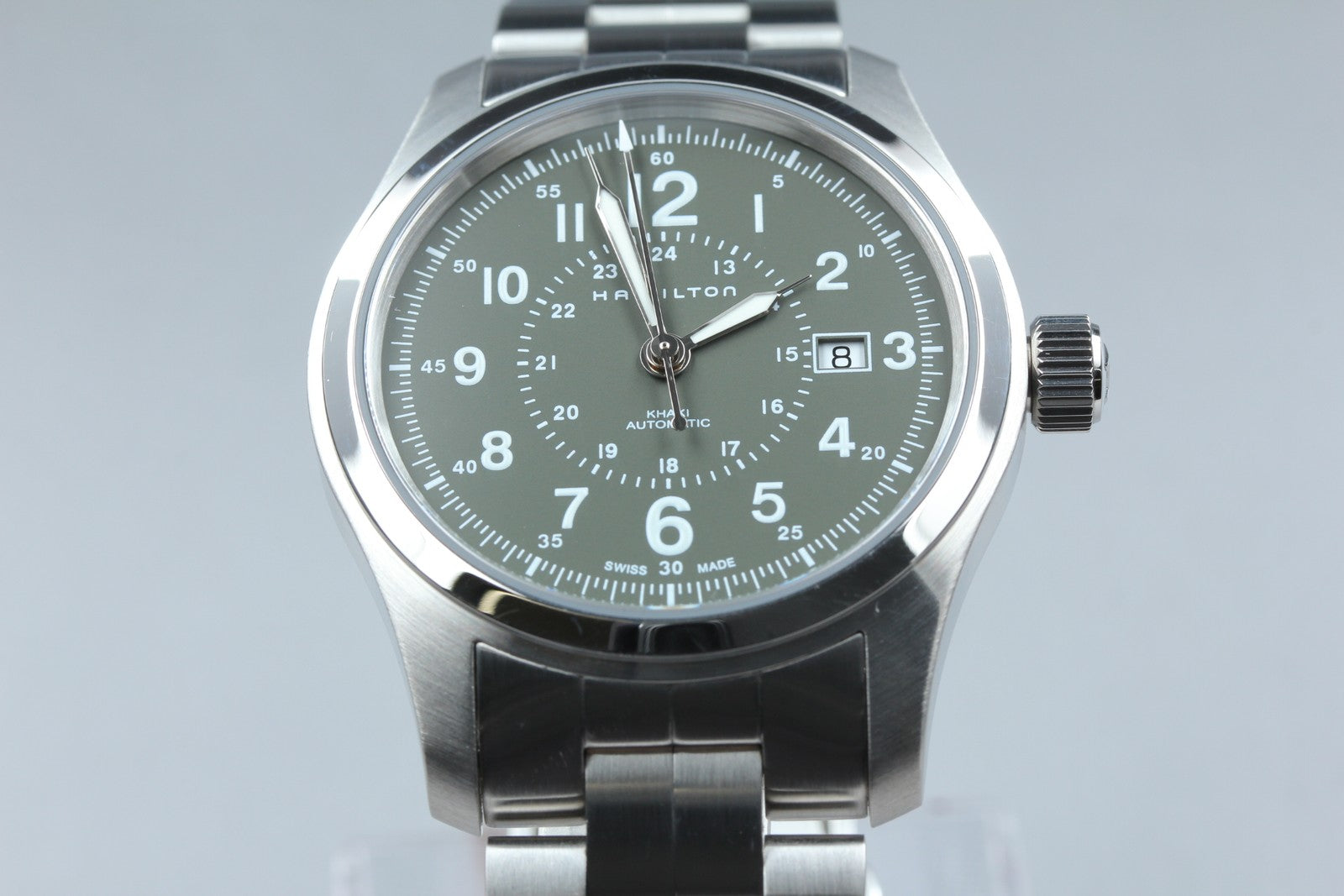 [Near MINT- Box] Hamilton Khaki Field H706050 Green Date 42mm AT Men's Watch