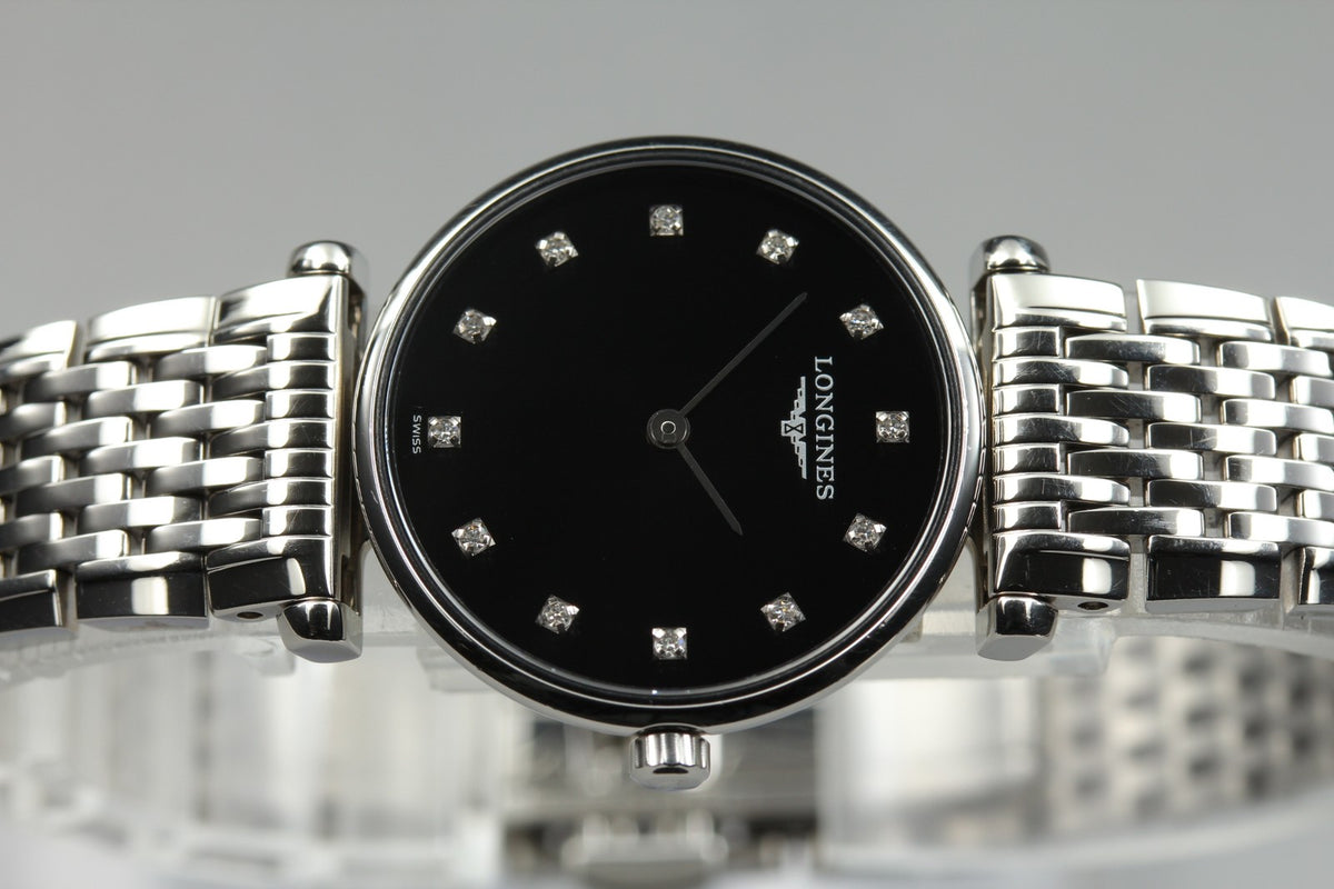LONGINES La Grande Classique L4.209.4 Black 12P Diamond 23mm Women's Qz Watch