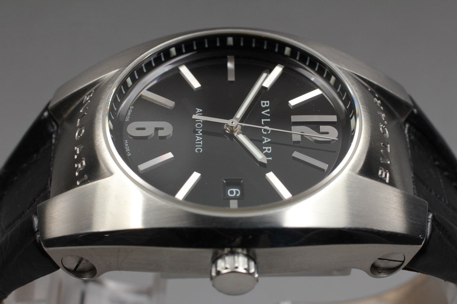 Exc+5*Box BVLGARI Ergon EG40S Black Stainless Steel Automatic Men's Watch JAPAN