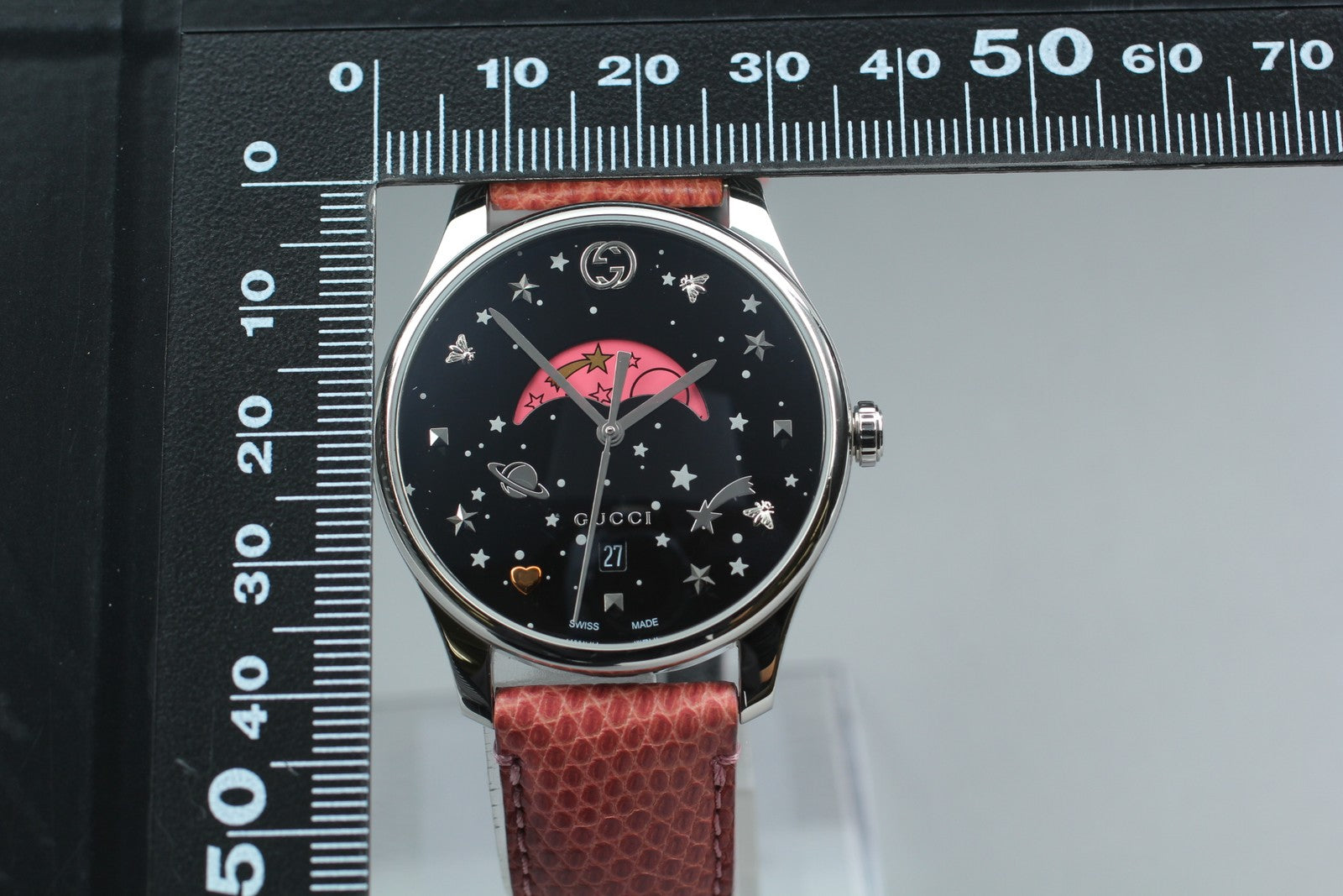 [Exc+5 Box] Gucci G-TIMELESS 126.4 Pink Moon Phase Black Women's Quartz Watch