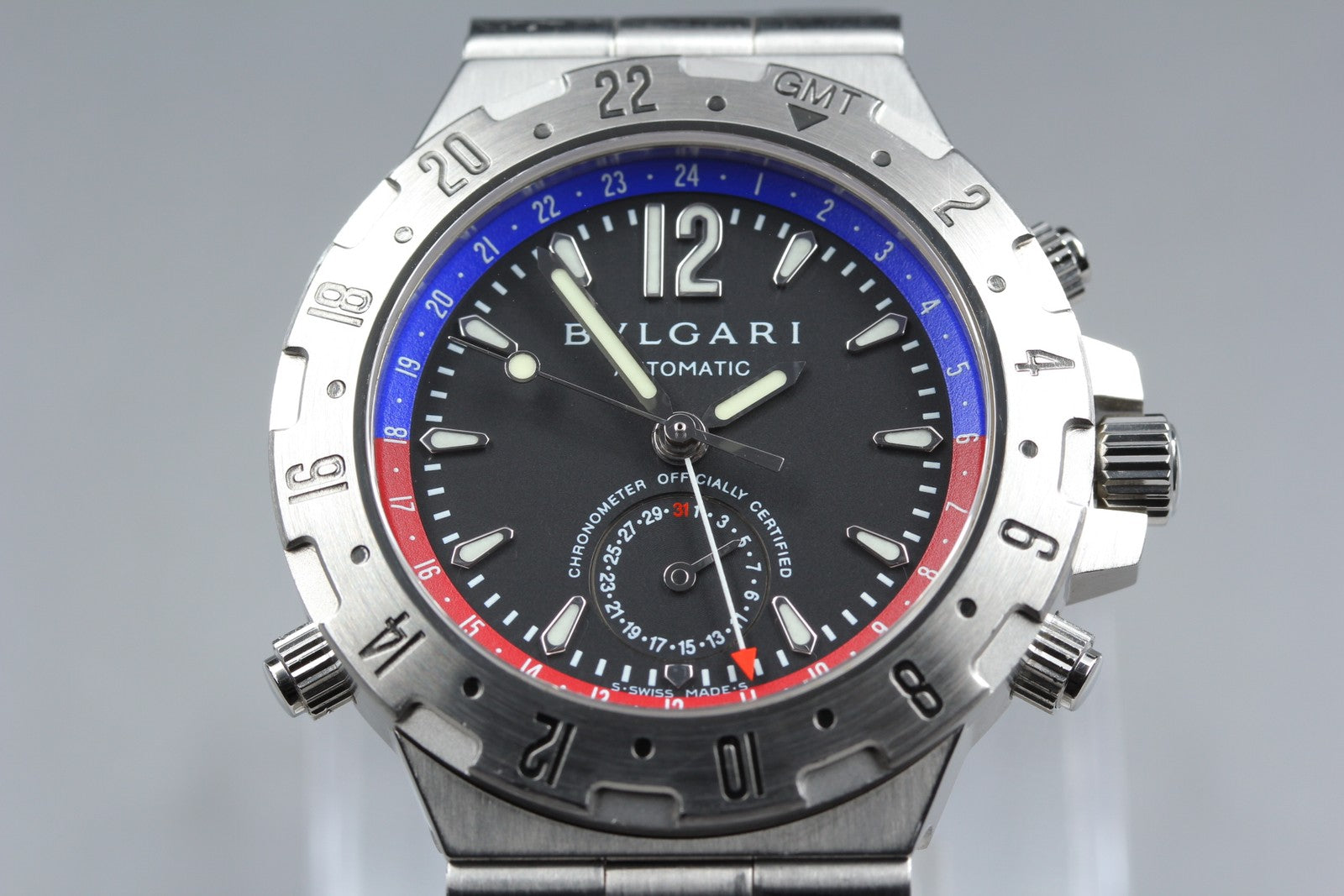 BVLGARI Diagono Professional GMT40S Automatic Black Men's Watch 40mm JAPAN Box