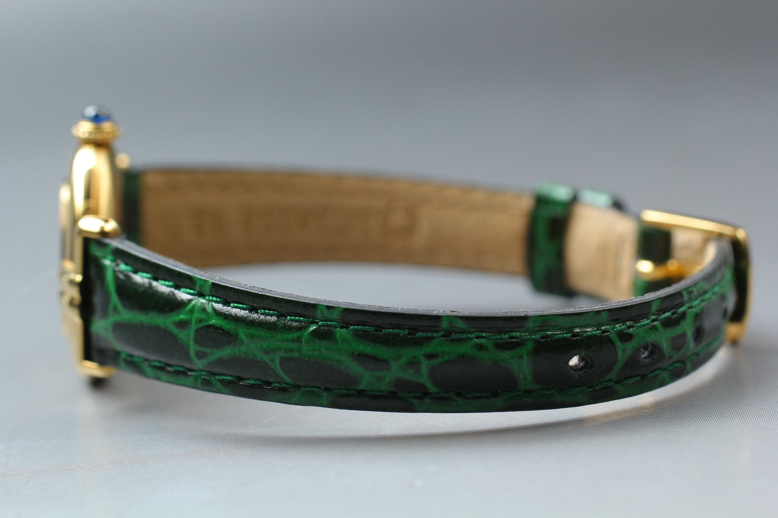 Vintage [Near MINT] Cartier Must Colisee Vermeil 590002 Green Women's Qz Watch