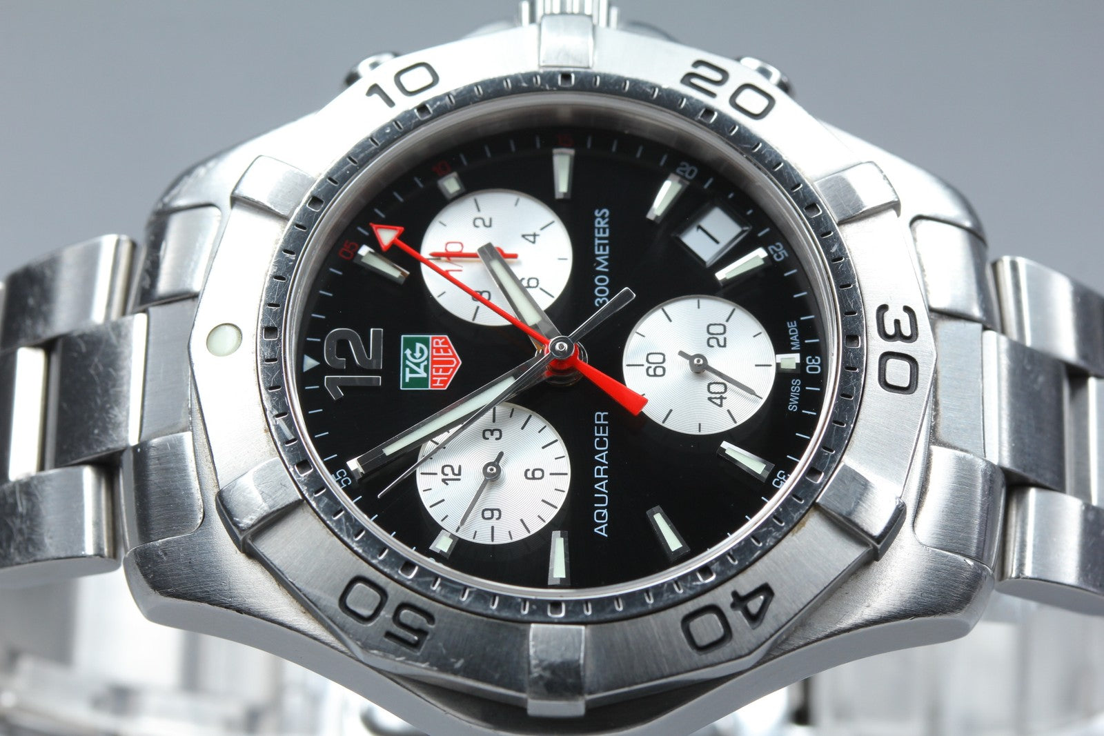 TAG Heuer Aquaracer CAF1110 Chronograph Black Quartz Men's Watch 42mm Box