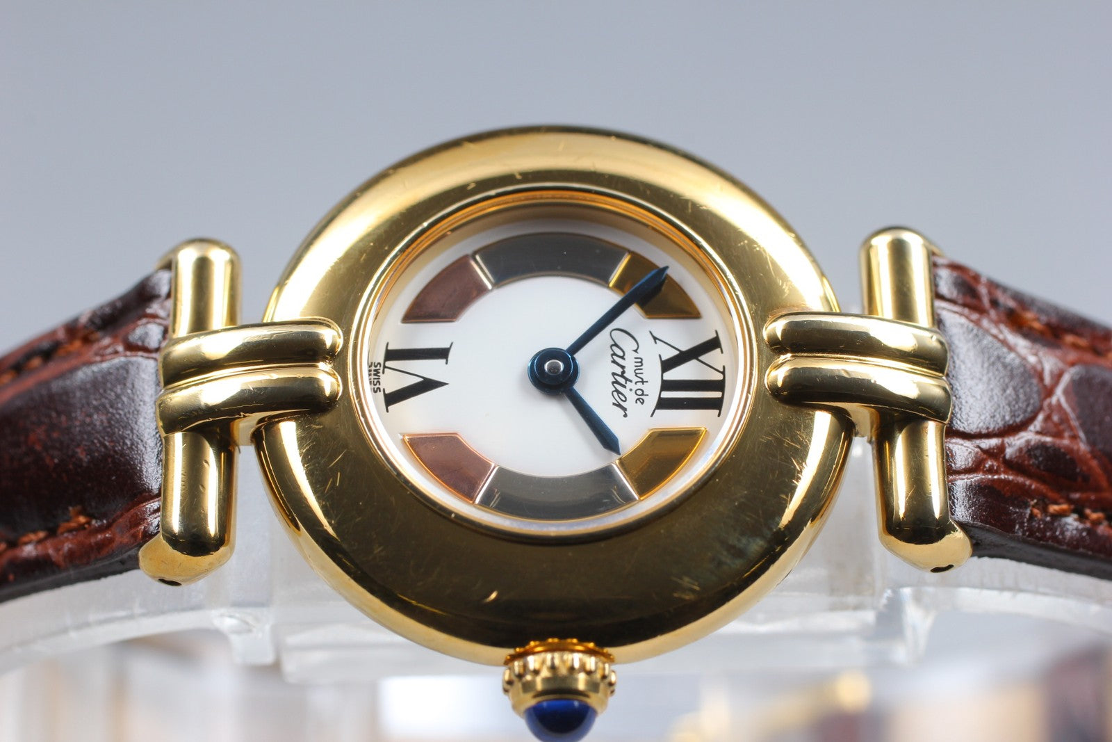 Vintage [Exc+5] Cartier Must Colisee Vermeil 590002 Gold Brown Women's Qz Watch