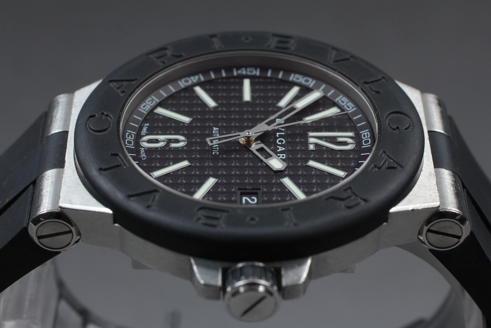 [Exc+5]Box BVLGARI Diagona DG40SV Automatic Black Dial Boy's Watch 40mm JAPAN