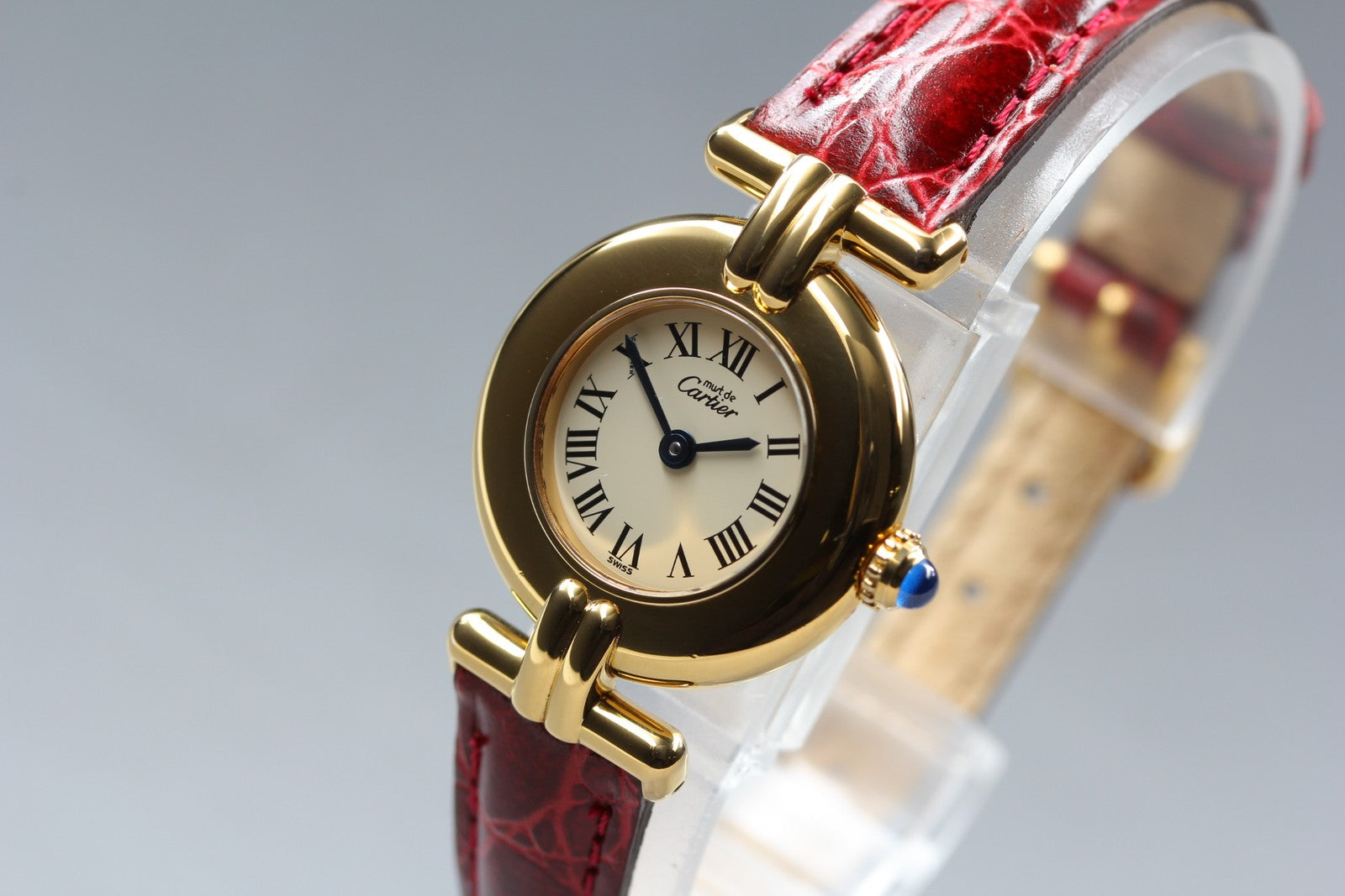 Vintage Cartier Must Colisee Vermeil 590002 Red Ivory Dial Women's Quartz Watch