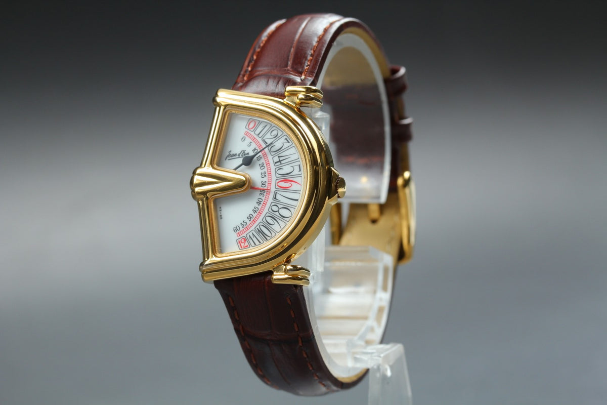Vintage Jean d'eve Sectora Gold 25mm Gold Brown Women's Quartz Watch JAPAN