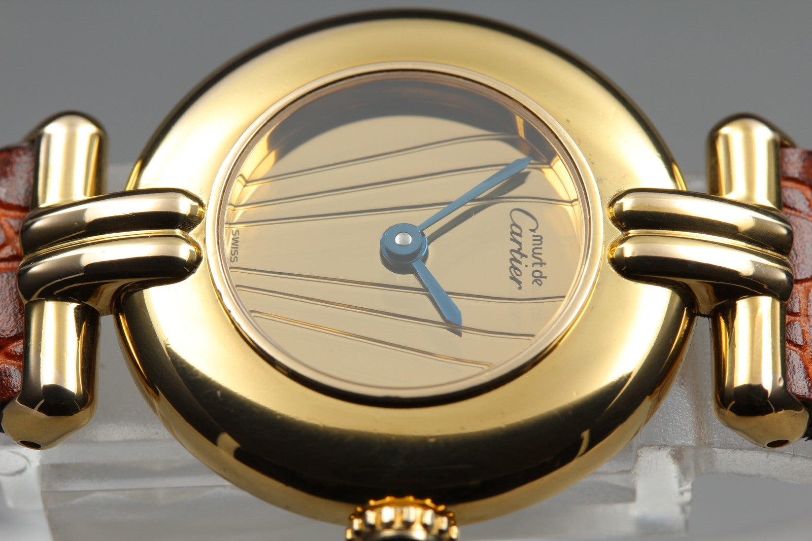 Vintage Cartier Must Colisee Vermeil 590002 Gold Brown Women's Qz Watch [Box]
