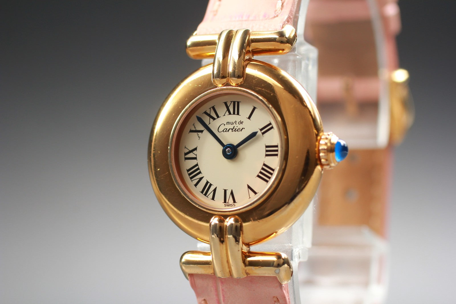 Vintage [Exc+5] Cartier Must Colisee Vermeil 590002 Gold Pink Women's Qz Watch