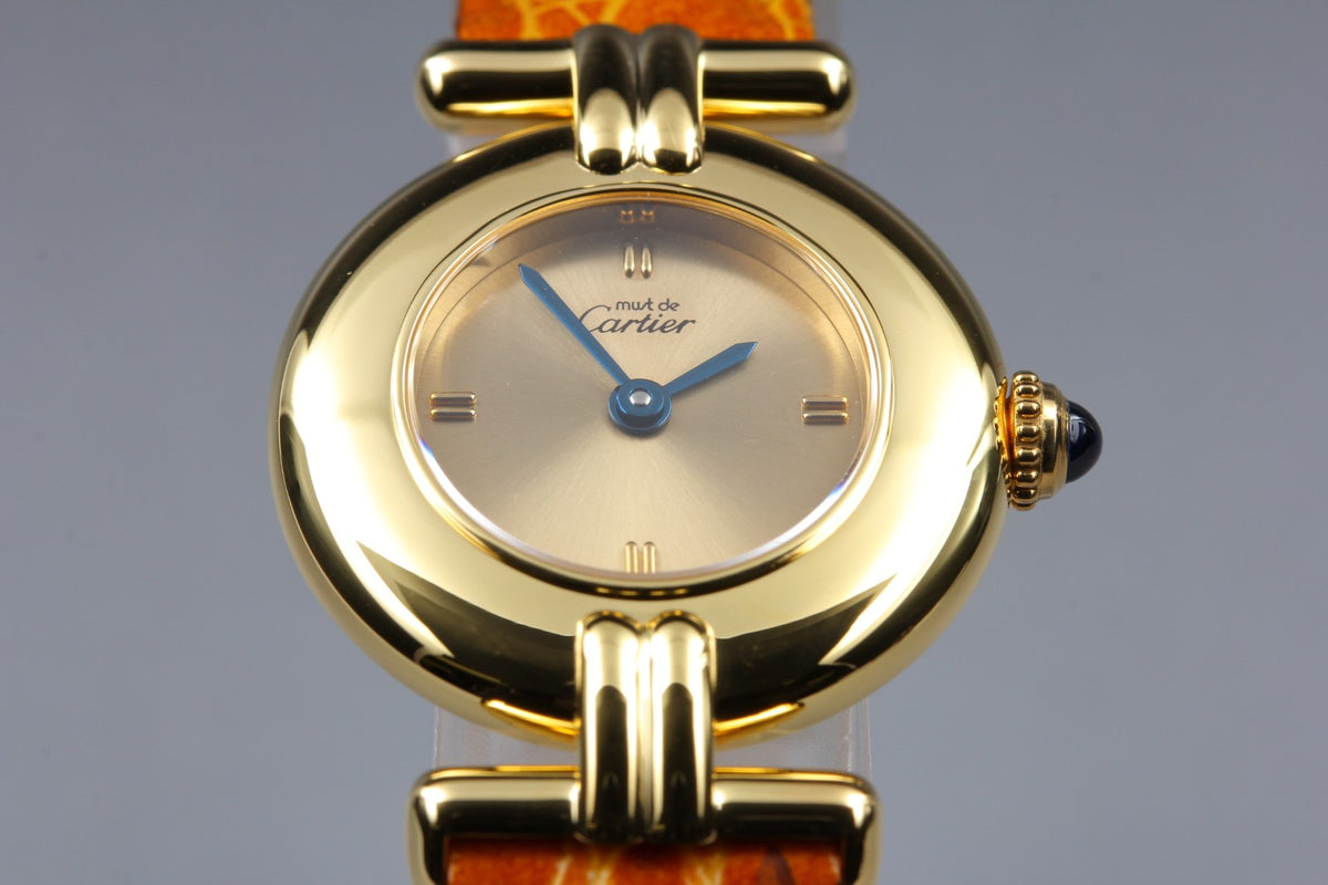 Cartier Must Colisee Vermeil 1902 Gold Women's Quartz Watch Vintage [Pouch]