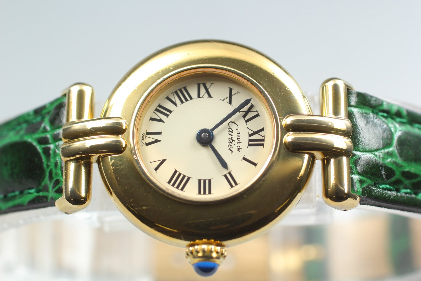 Vintage [Exc+5 Box] Cartier Must Colisee Vermeil 590002 Green Women's Qz Watch