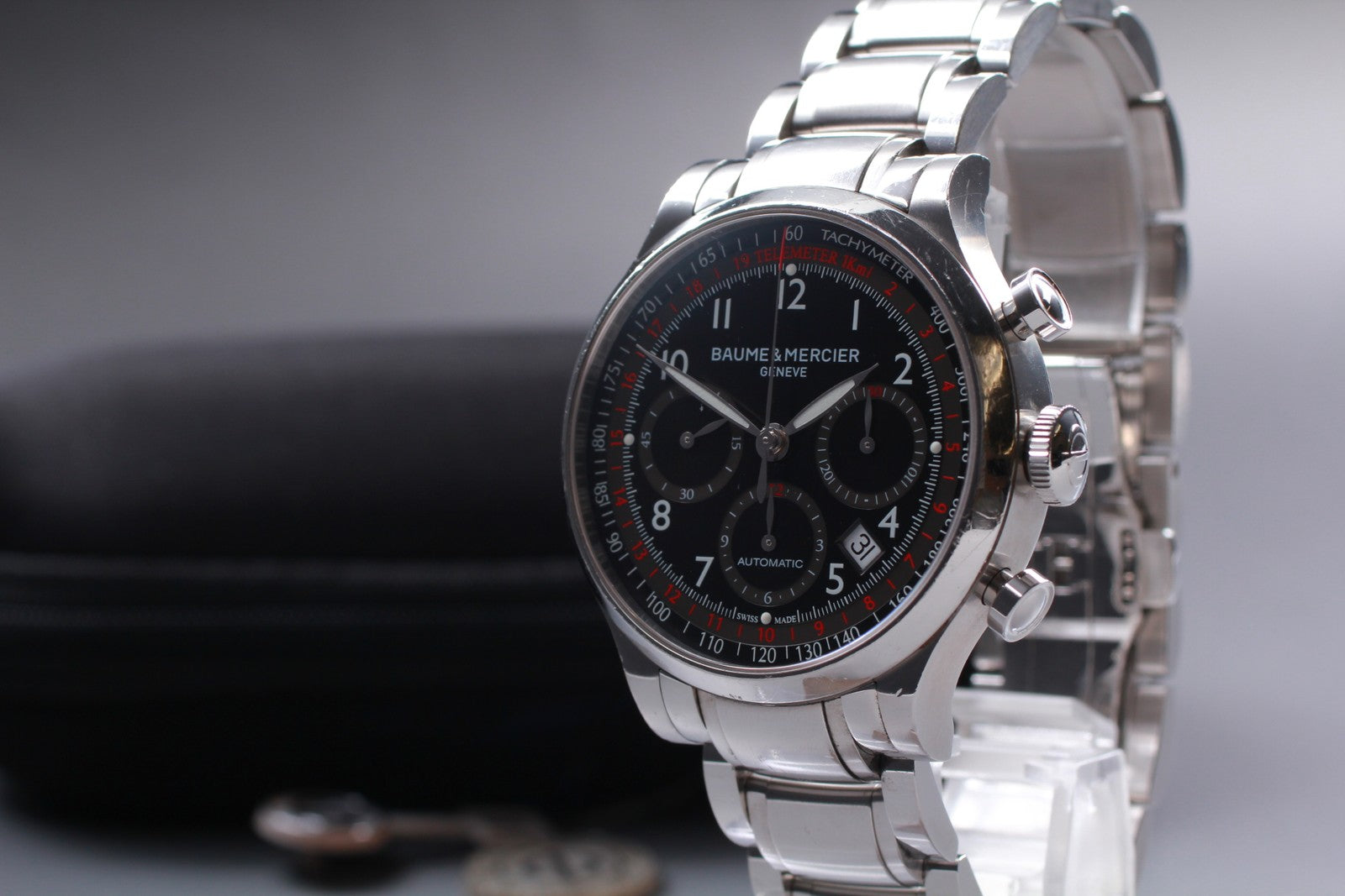 Baume & Mercier Capeland 65726 Black Chronograph Automatic Men's Watch 42mm JP
