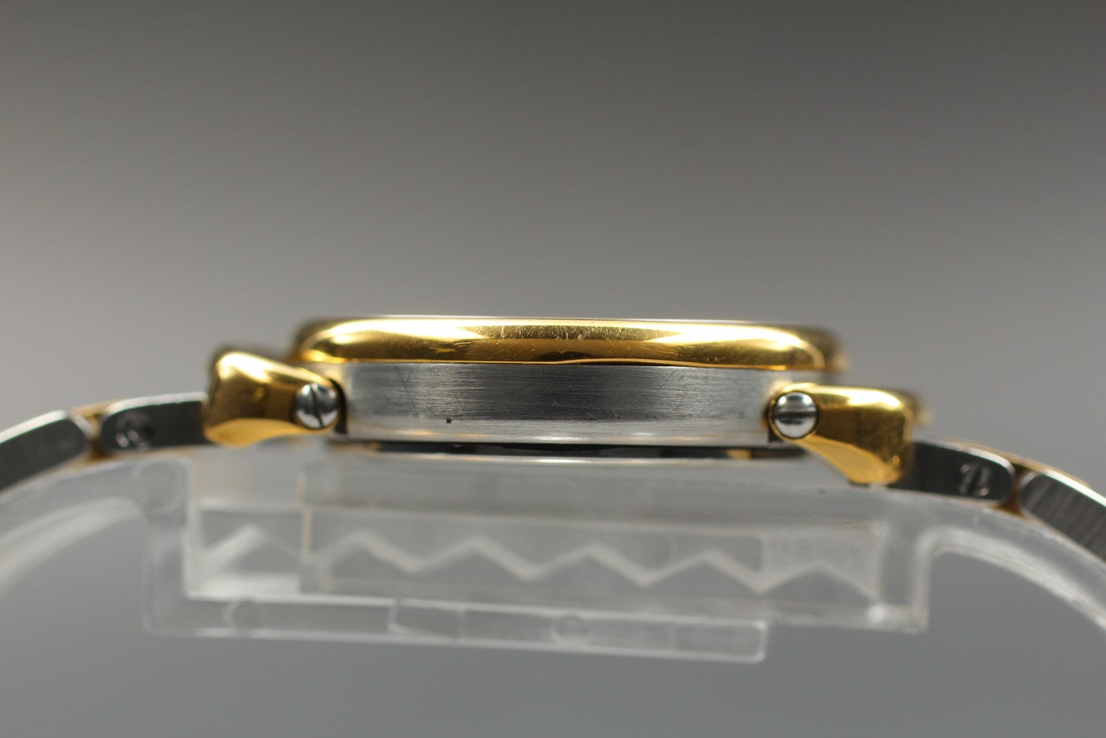 Vintage [Exc+5] Hermes Pullman Gold White Dial 24mm Date Woman's Quartz Watch