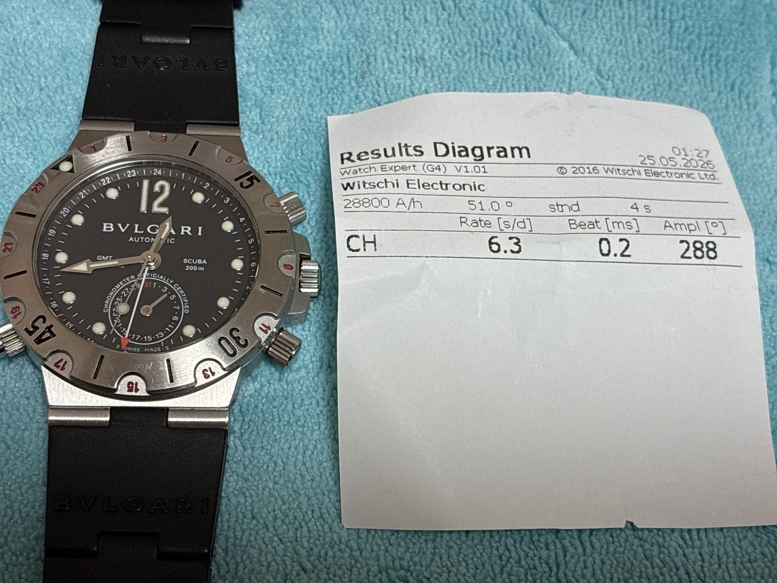 BVLGARI Diagono Scuba Automatic GMT Date Black Dial Men's Watch 38mm JAPAN Box