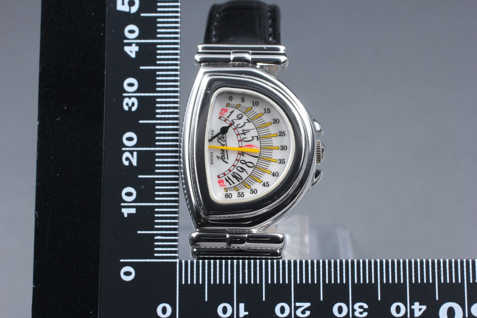 Vintage [Exc+5] Jean d'eve Sectora Silver 24mm Yellow Women's Quartz Watch JAPAN