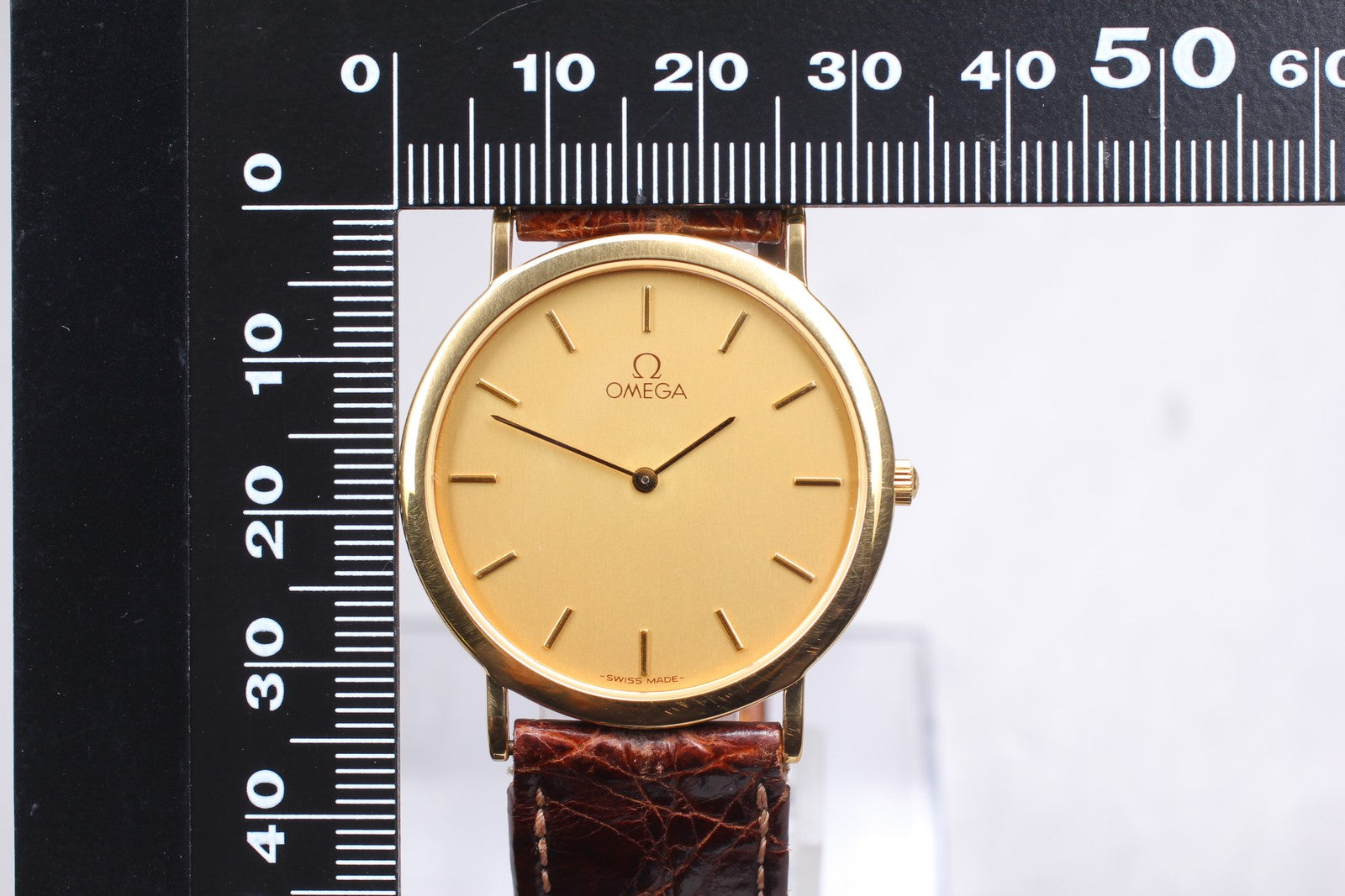 OMEGA DeVille 1378 195.0075.2 Gold Dial Quartz Men's Watch 32mm From JAPAN