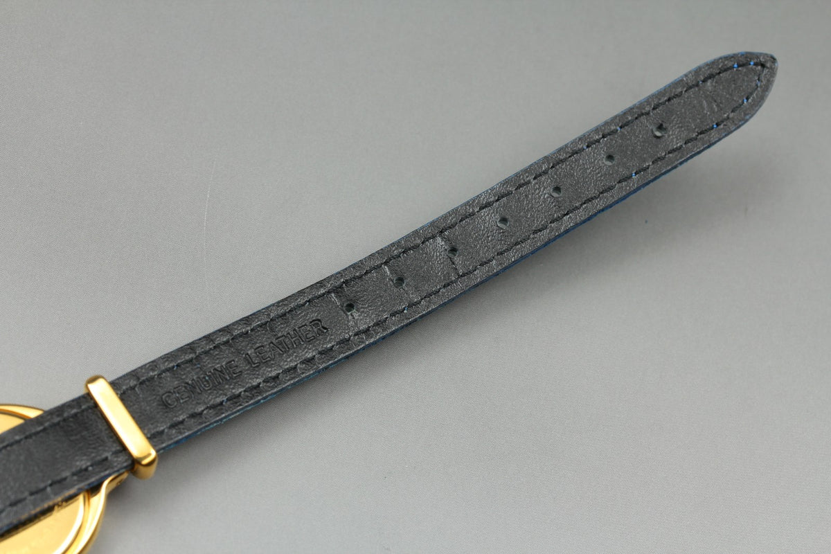 FENDI 640L Chameleon Blue Leather Belt Gold 24mm Women's Quartz Watch Vintage