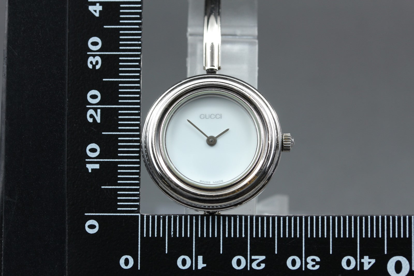 Vintage Gucci Change Bezel 11/12.2 Silver White Dial Women's Qz Watch [15.25cm]