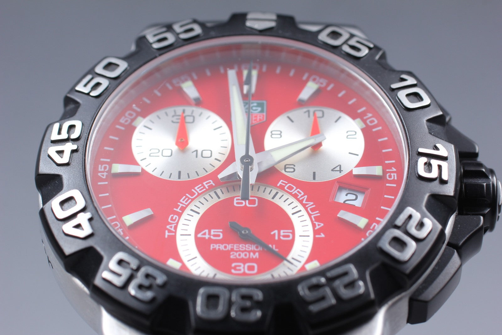 Used TAG Heuer Formula 1 CAH1112 Red Quartz Chronograph Men's Watch 42mm JAPAN
