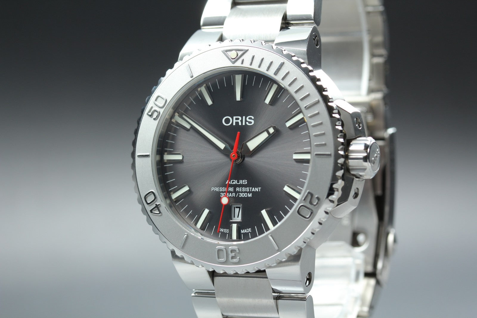 ORIS Aquis Date 01 733 7730 4153 Gray Dial 43mm Automatic Men's Watch [w/Box]