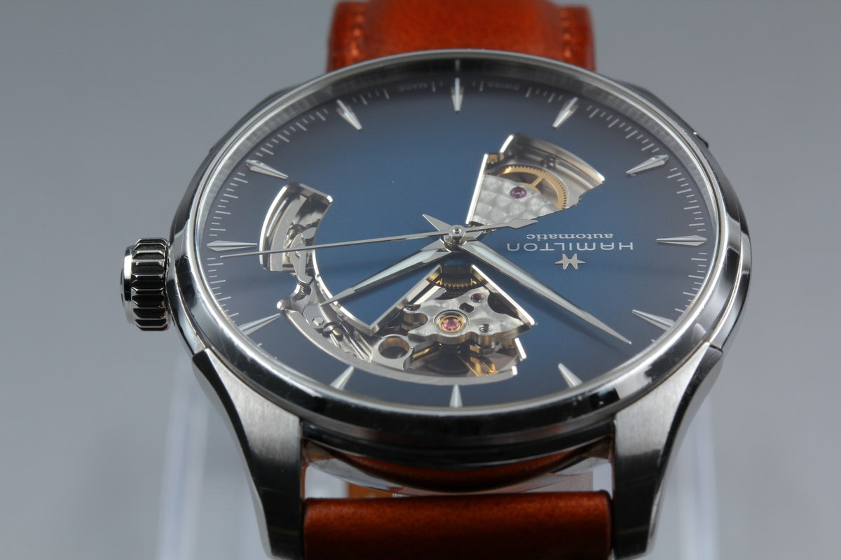 HAMILTON Jazzmaster Open Heart H326750 Blue Brown 39mm AT Men's Watch [Box]