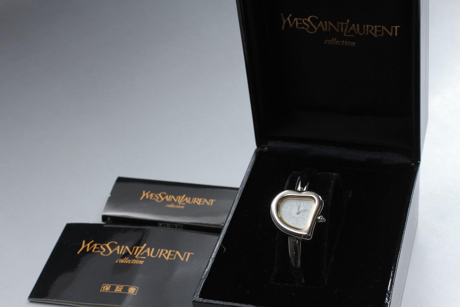 [Exc+5 Box] Yves Saint Laurent Heart 40th Anniversary Silver Qz Women's Watch