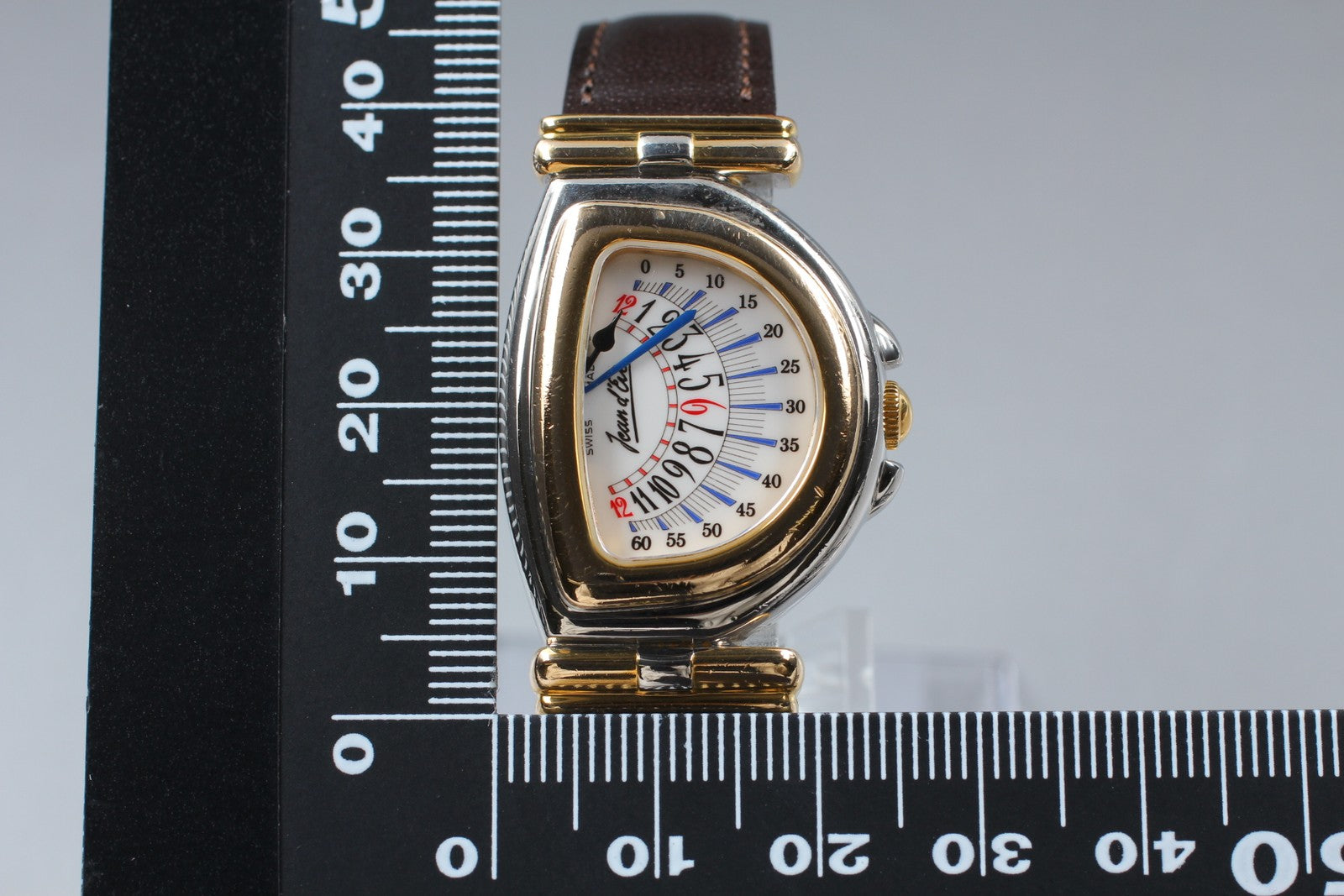 Vintage [Exc+5] Jean d'eve Sectora Gold 24mm Blue Women's Quartz Watch JAPAN