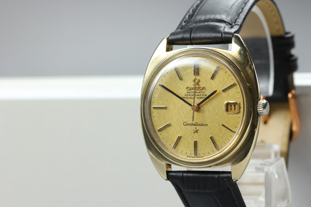 OMEGA Constellation 168.017 Cal.564 Gold Chronometer Date AT Mens Watch Vintage