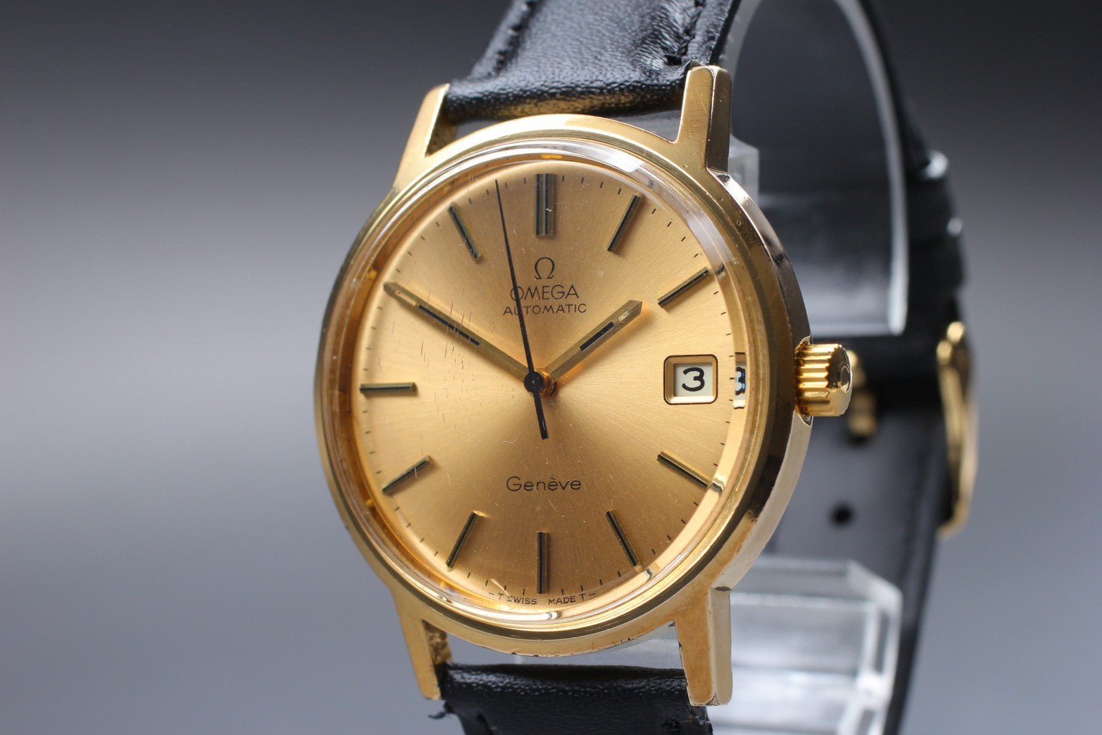 [Exc+5] Omega Geneve 166.0163 Cal.1012 35mm Automatic Date Gold Men's Watch