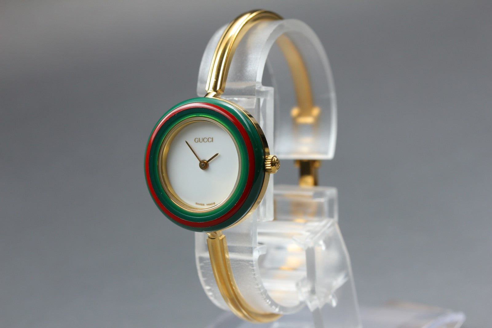 Overhauled [Exc+5 Box] Gucci Change Bezel 11/12.2 Gold 12 color Women's Qz Watch