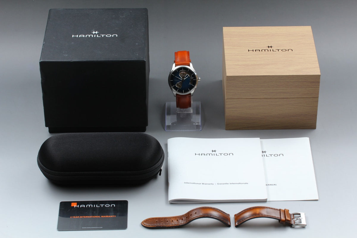 HAMILTON Jazzmaster Open Heart H326750 Blue Brown 39mm AT Men's Watch [Box]