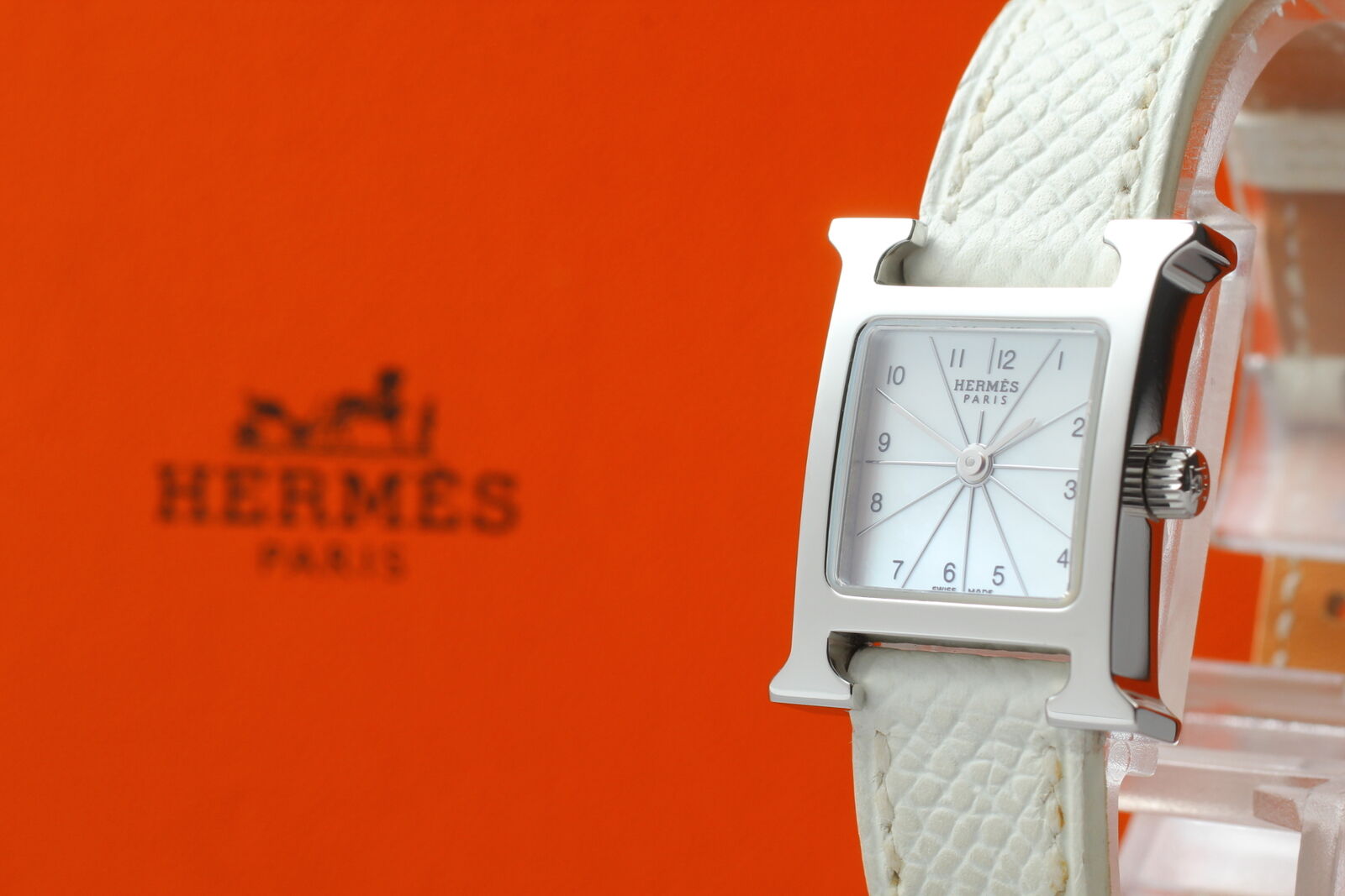 New Battery [N MINT Box] HERMES H Watch Mini HH1.110 Shell Quartz Woman's Watch