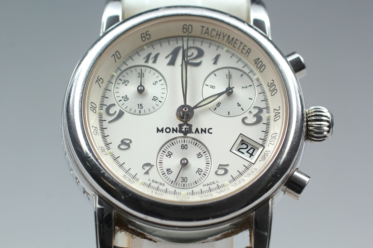 MONTBLANC Meisterstuck 7039 Quartz Silver Chronograph Women's Watch 30mm JAPAN