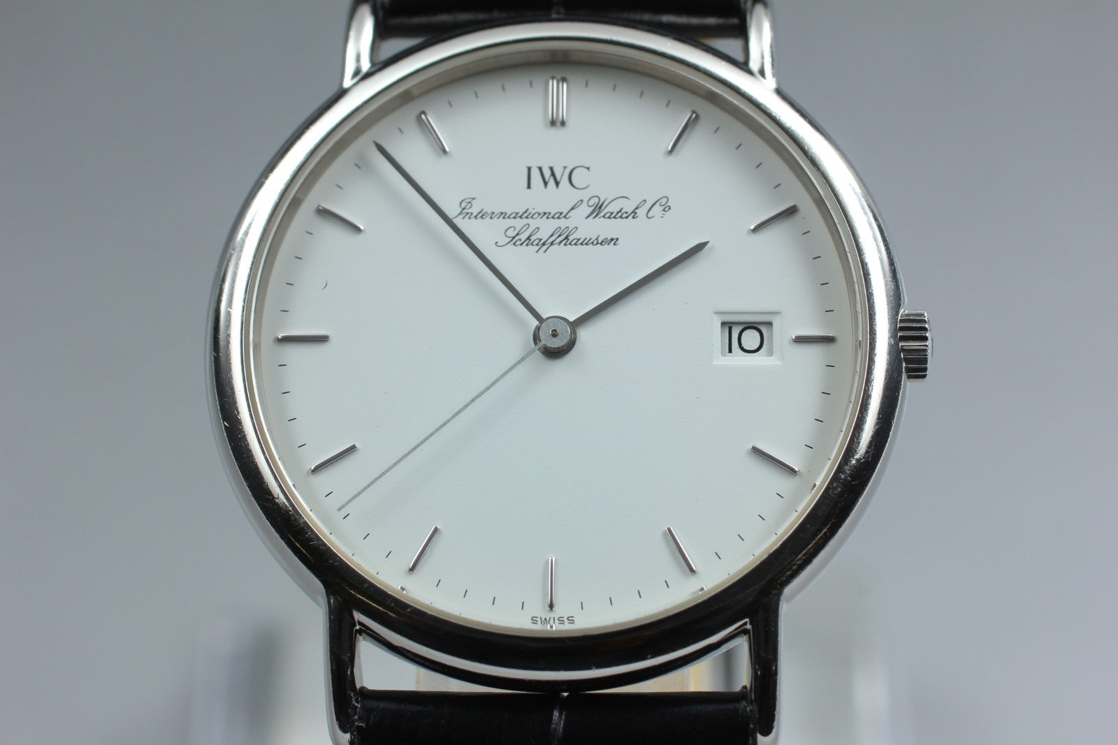 [Exc+5] IWC Portofino 3331 Cal.2210 33mm White Dial Date Quartz Men's Watch JP