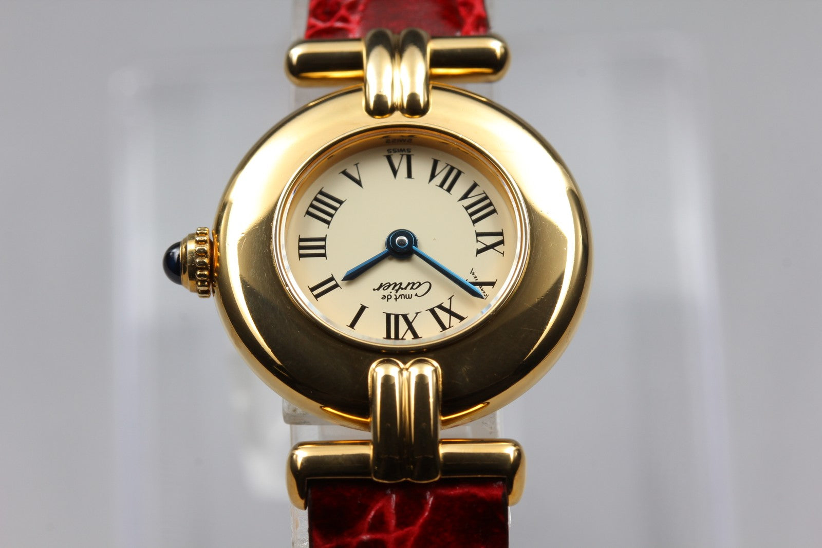 Vintage[Near MINT- Box] Cartier Must Colisee Vermeil 590002 Red Women's Qz Watch