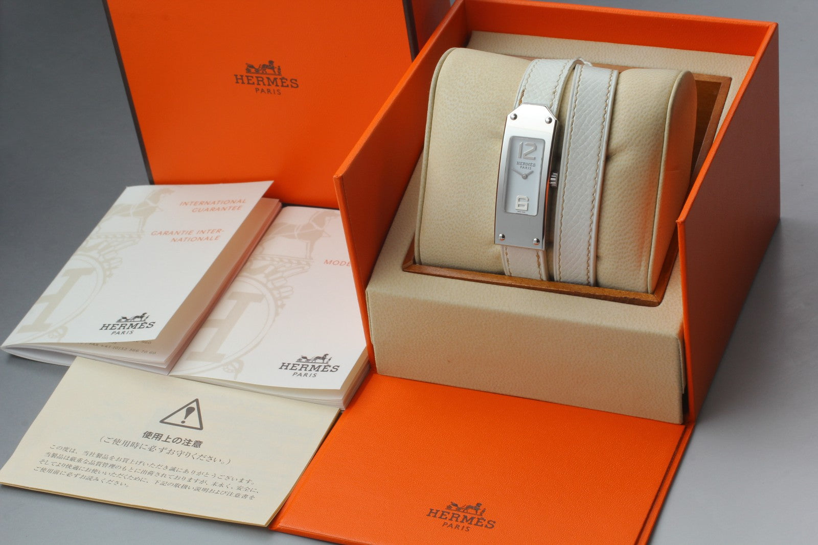 HERMES Kelly 2 Double Tour KT1.210 White 15mm "I" Quartz Women's Watch [w /Box]