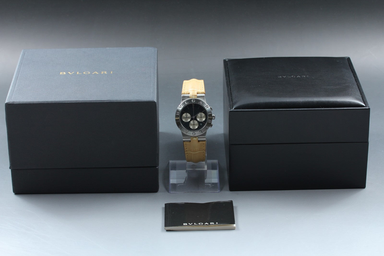 BVLGARI Diagono CH35S Quartz Chronograph Black Men's Watch 36mm JAPAN Exc+5*Box