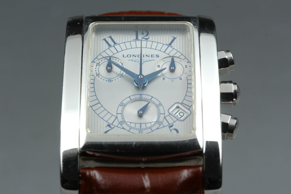 LONGINES Dolce Vita L5.656.4 Chronograph Quartz Silver Men's Watch 28mm JAPAN
