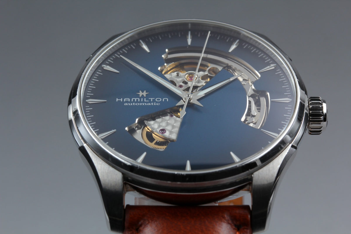 HAMILTON Jazzmaster Open Heart H326750 Blue Brown 39mm AT Men's Watch [Box]