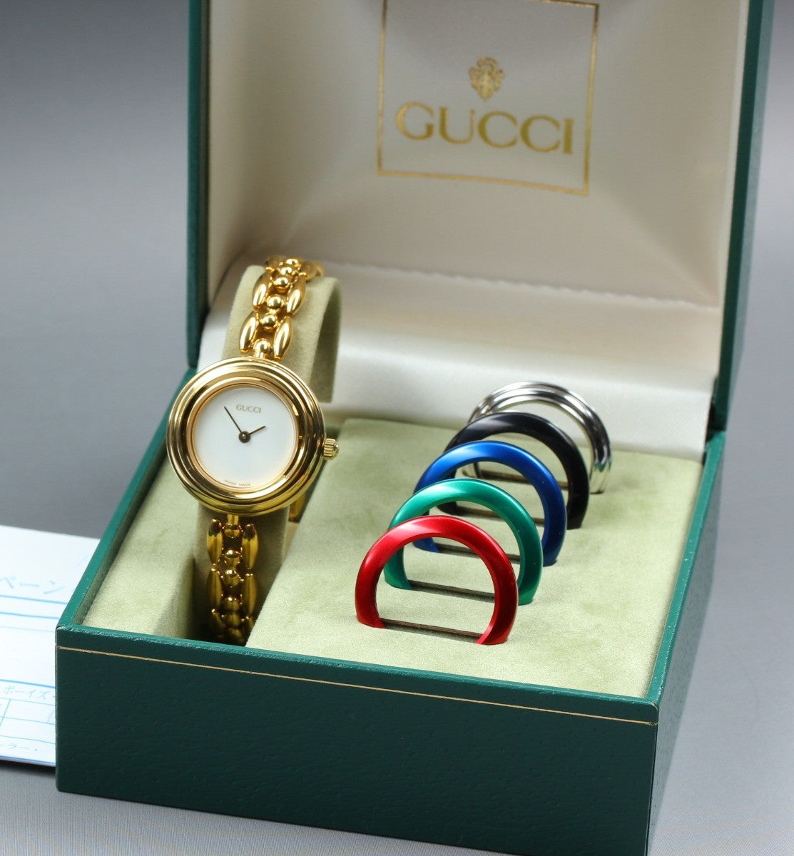[Overhauled] Gucci Change Bezel 11/12.2 Gold  Women's Quartz Watch Vintage Box