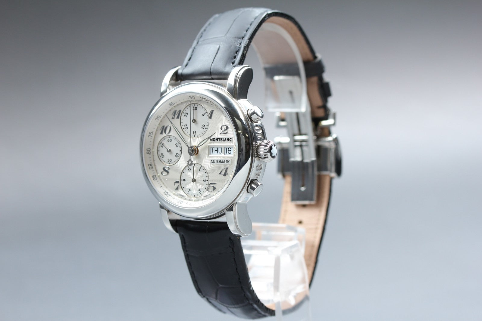 MONTBLANC Meistersteck 7016 Silver Day/Date Automatic Men's Watch JP N MINT*Box