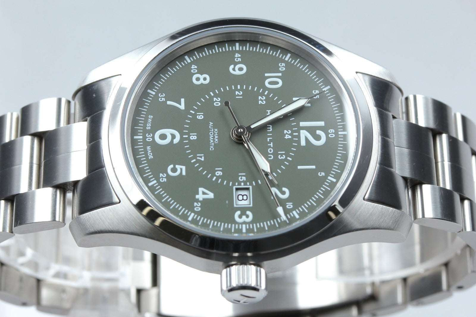 [Near MINT- Box] Hamilton Khaki Field H706050 Green Date 42mm AT Men's Watch