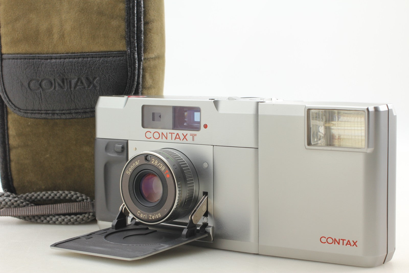 [Top MINT] Contax T Silver 35mm Film Camera Carl Zeiss T* + T14 Flash From JAPAN
