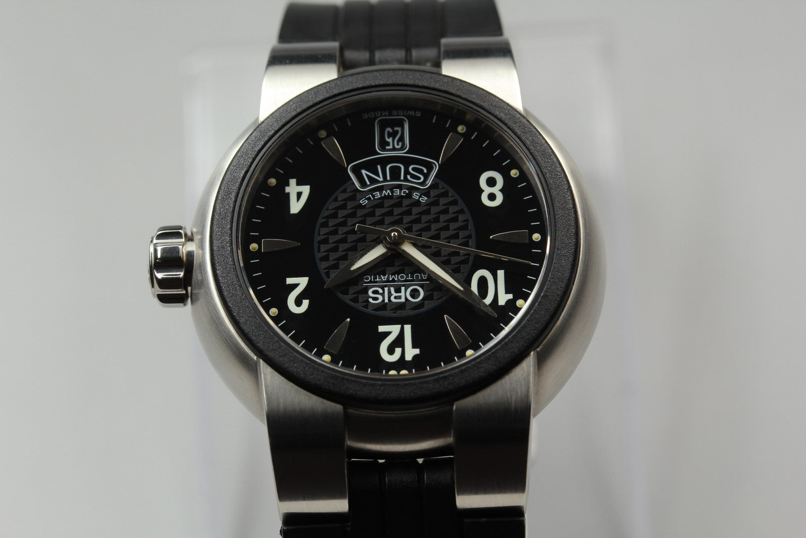 Exc+5*Box ORIS TT1 7523-44 Black Dial Automatic Day/Date Boy's Watch 37mm JAPAN